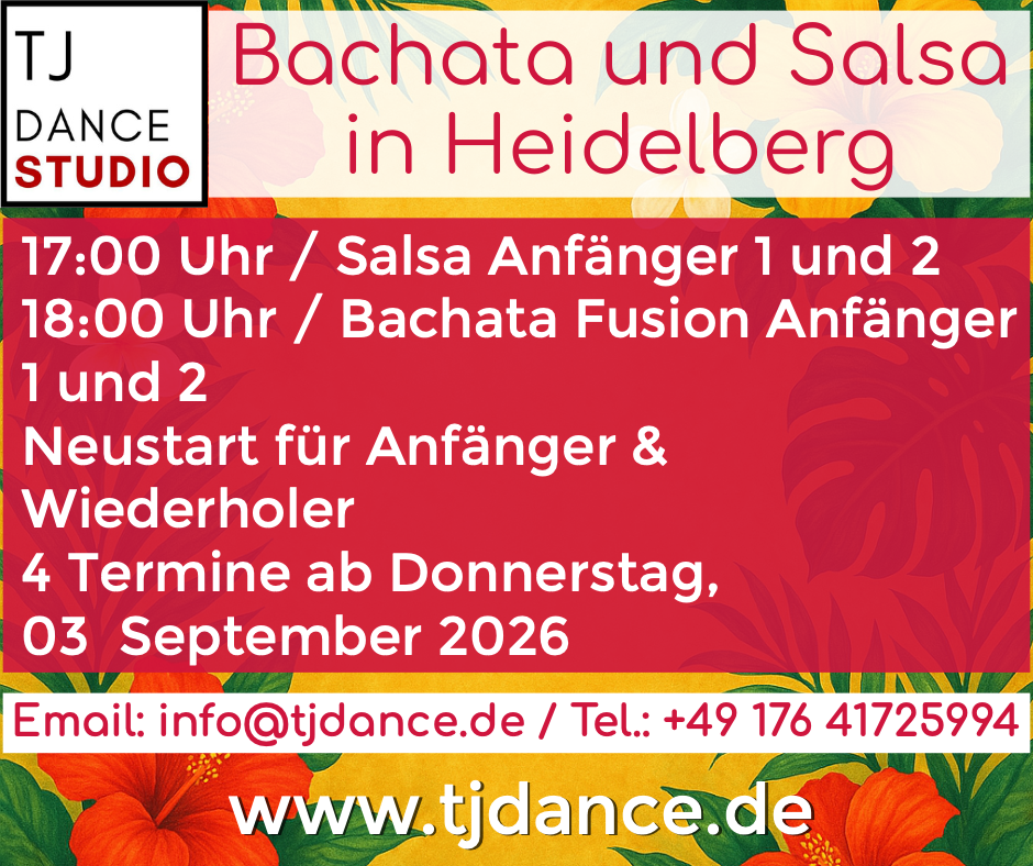 Hochzeitstanz, Hochzeitsvorbereitung, Tanzkurse, Brautpaar, Hochzeitsvorbereitungstanzkurse, Tanzschule heidelberg, Choreografie, Hochzeitsfeier, Hochzeitstanzkurs-Anbieter, bachata tanzen lernen, Salsa, Bachata, Tanzlehrer, Brautwalzer, Tanzschritte, Romantischer Hochzeitstanz, Tanzunterricht, Tanzen lernen, Bachata sensual, Hochzeitsvorbereitungstipps, Paartanzkurse, Tanzschule, salsa rueda, Tanzstunden, Paartanz, Tanzpartner, Anfängerkurse, Fortgeschrittenenkurse, Lateinamerikanische Tänze, Standardtänze, Gesellschaftstanz, Privatstunden, tanzen lernen, Tanzgemeinschaft, Tanzschule in Heidelberg, Tanzschule in Mannheim, Tanzschule in Schwetzingen, Tanzschule in Wieblingen, Tanzschule in Schriesheim, Tanzschule in Sandhausen, Tanzschule in Brühl, Tanzschule in Ketsch, Tanzschule in Oftersheim, Tanzschule in Ladenburg, Tanzschule in Walldorf, Tanzschule in Walldorf, Tanzschule in Eppelheim, Tanzschule in Dossemheim, Tanzschule in rohrbach, Tanzschule in Kircheim, Tanzschule in Leimen, Tanzschule in Weinheim, Tanzschule in ST.Leon, Tanzschule in Walldorf, Tanzschule in Boxberg, Tanzschule in Weststadt Heidelberg, Tanzschule in Bergheim, Tanzschule in Plankstadt, Tanzschule in Neuenheim, Tanzschule in Handschuhsheim